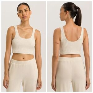 New HANRO Summer Knits Lounge Warm Sand Crop Top Small NWT